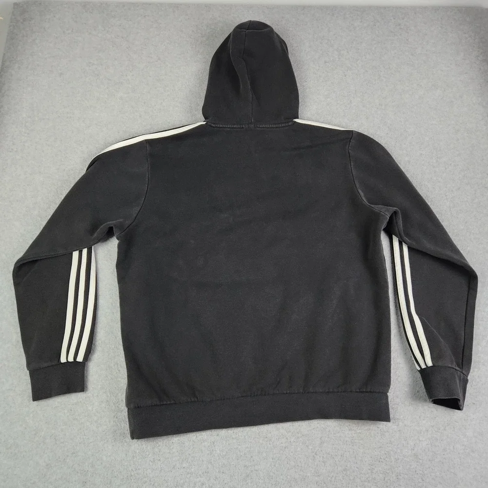 Adidas Hoodie Mens Medium‎ Black Essentials 3-Stripe Pullover Logo Sweatshirt